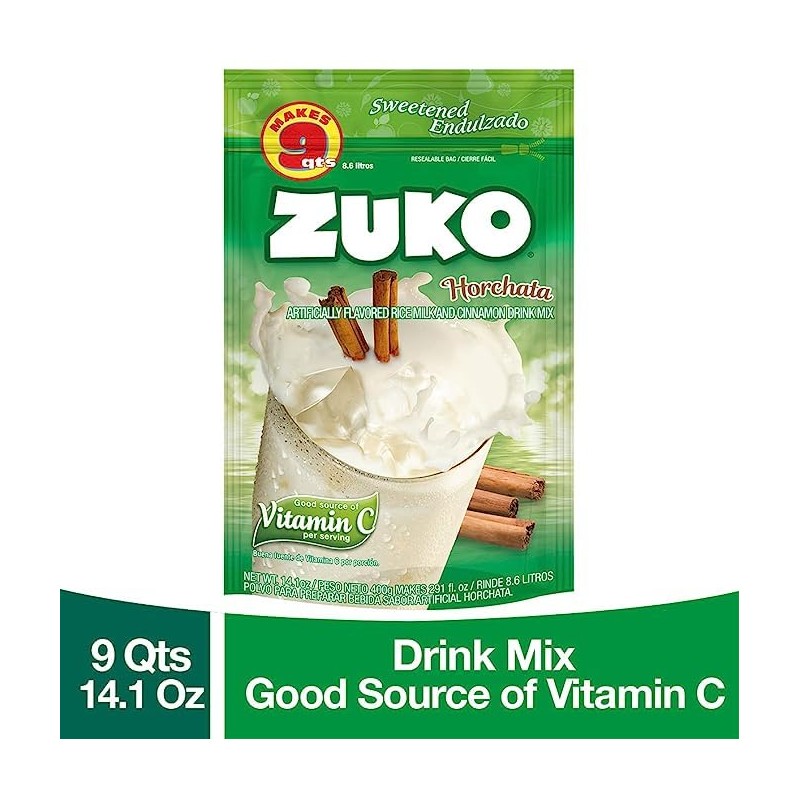 ZUKO Horchata Instant Powder Drink, Family Pack, No Sugar Needed,