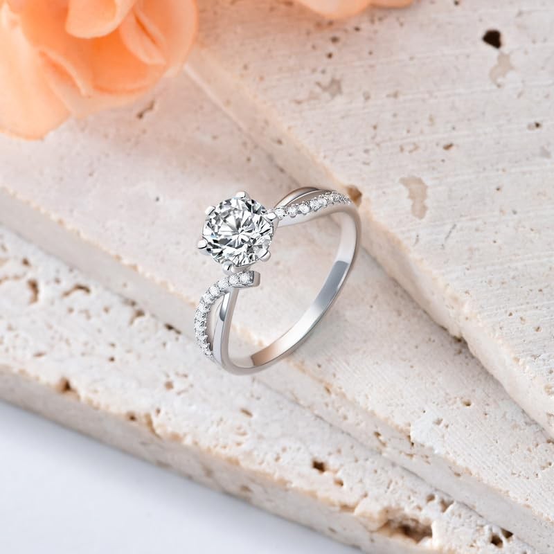 Women's 925 Sterling Silver Engagement Ring Wedding Rings Women 1.15