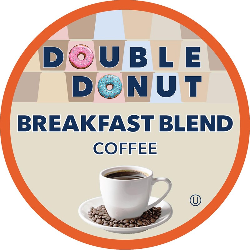 Double Donut Coffee Breakfast Blend Coffee Pods, Light Roast Coffee