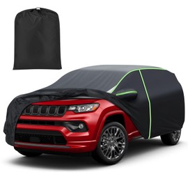 Mixsuper Liner Car Cover for Jeep Compass 2007-2025, Full Car Cover All Weather Car Covers for Jeep Compass, Waterproof Outdoor Cover with Zipper Door Reflective Strips