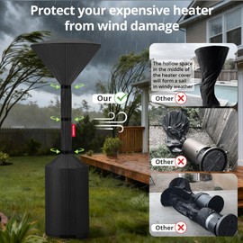 QH.HOME 2 Packs Winter Patio Heater Covers, [2025 Upgraded Tear-Resistant Fabric] Waterproof with Robust Zipper,Dustproof/Wind/Sunlight/Snow-Resistant,(2 Pack-89 H x 33" D x 19" B,Black)