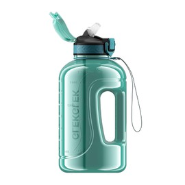 GLEKGLEK 2 Litre Water Bottle BPA Free, Large Drinks Bottle with Time Markings, Perfect for Gym, Office, Outdoors & Daily Use (Cyan)