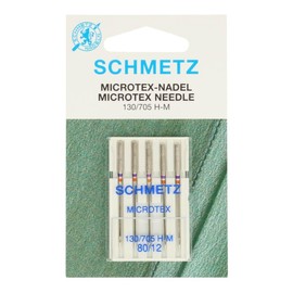 SCHMETZ Sewing Machine Needles| 5 Microtex Needles | 130/705 H-M| Needle size 80/12
