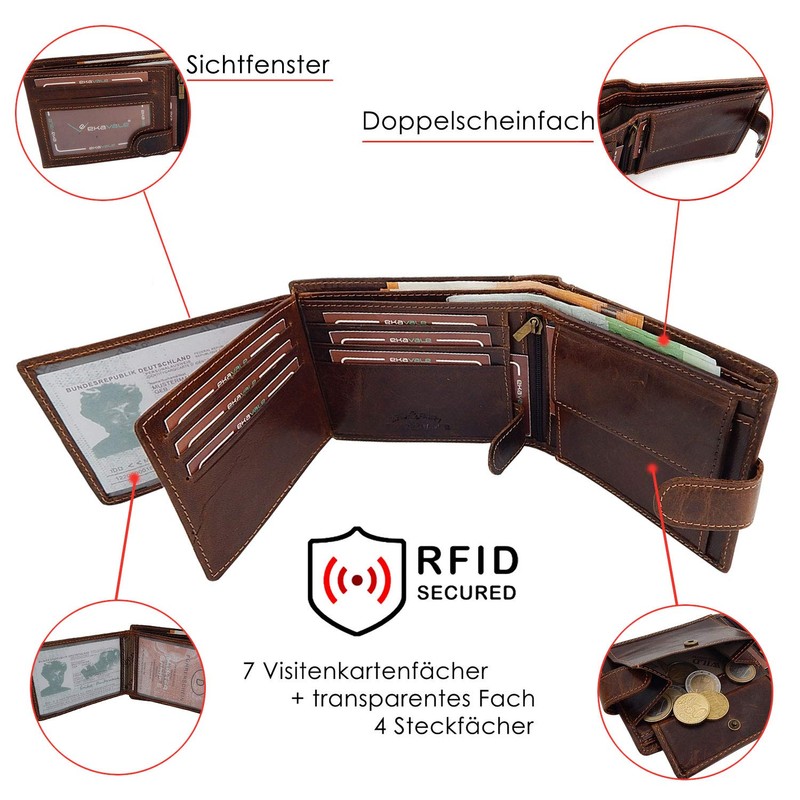 ekavale Wallet 5503, brown, ID pocket