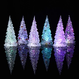 TOYANDONA 6Pcs Mini LED Christmas Tree Light Up Christmas Tree Decor Tabletop Xmas Tree Desktop Ornaments Holiday Party Decoration