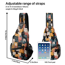 LYEMVHE Cat Sling Bag travel Crossbody Backpack Casual Daypack for Women with Strap Lightweight Outdoor Hiking Climbing Runners