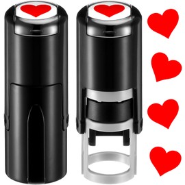 Supervitae 2 Pack Love Heart Print Stamps Red Ink Stamper Mini Self Inking Stamps for Classroom Party Educational Learning Activities Craft Supplies