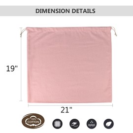 HAMBOLY 100% Cotton Bags 5 Pack Dust Cover Storage Pouch with Drawstring Closure for Packaging Handbags Purses Pocketbooks Shoes Boots, Pink (21 x 19 in)