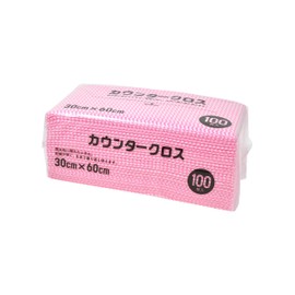 Yamato Bussan Counter Cloth, 100 Pieces, Pink, Approx. 23.6 x 11.8 inches (60 x 30 cm), Disposable Nonwoven Fabric Table Duster, Commercial Use