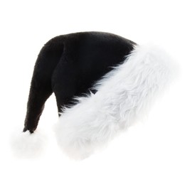 eyigylyo Christmas Black Santa Hat for Adults, Black & White Deluxe Adults Santa Hat for Black Christmas Theme Costume Party and Holiday Event