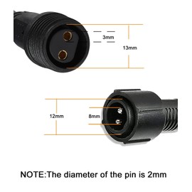 Bexdir Waterproof Extension Cable 2Pin,16AWG Extension Lead Waterproof Cord,IP68 Extension Cable for Solar Spotlights,Garden Spike Lights,LED Strip Lights (9.84FT) 1Pack