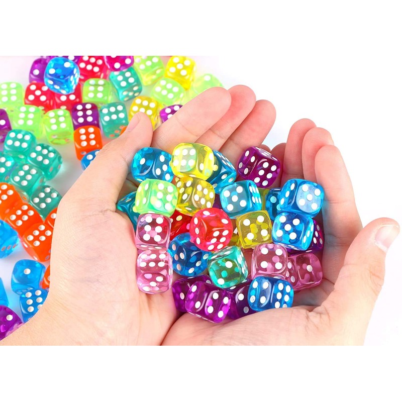 100 Pieces Six-Sided Dice Set, Colours Dice Set, Dice Games,