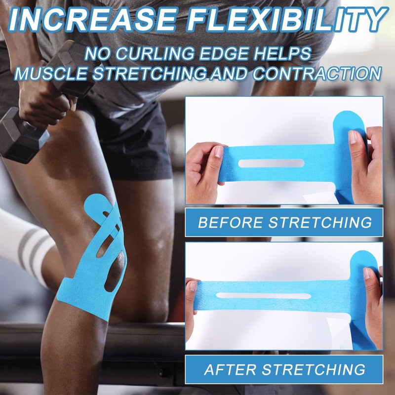15pcs Precut Kinesiology Tape for Knees, Breathable & Waterproof Pre