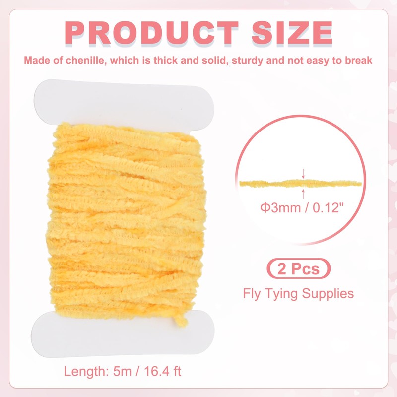 PATIKIL Chenille Fly Tying Total 10 M, 2 Pack Rayon
