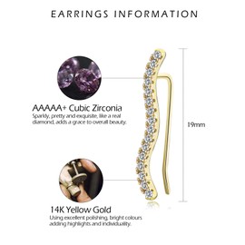 VYYU Gold Ear Cuffs Wave Earrings for Women Teens - Cubic Zirconia Climber Earrings, Hypoallergenic Sleeper Earrings | Womens Jewellery Earrings Christmas Birthday Gifts