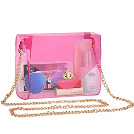 HAOGUAGUA Clear Purse for Women, Clear Bag Stadium Approved, See Through Clear Handbag for Concerts Sports Events (Red Style)