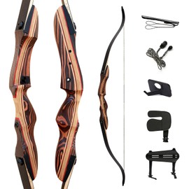 Deerseeker Archery 62" Takedown Recurve Bow for Hunting Targeting Shooting Adults & Youth Right and Left Handed Laminated Wooden Riser（LH60lbs）