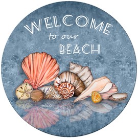 Andreas Silicone TR-GGWB Welcome Beach Non-Slip 8" Trivet/Pot Holder/Hot Pad, 100% Cotton, Dishwasher Safe, Hot Dishes, Protect Hair Iron, Safe up to 600°F