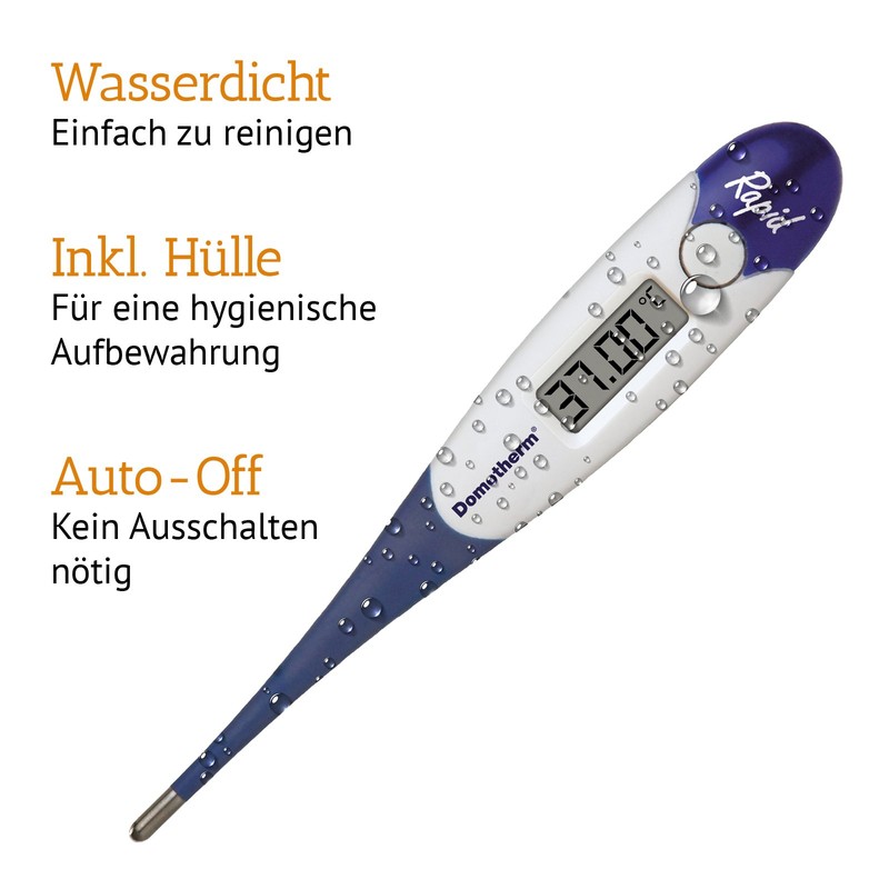 Domotherm Domotherm Rapid - digitales Fieberthermometer mit 2 Nachkommastellen, Messwertspeicher,
