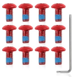 SPEEDWOX 12pcs Bicycle Rotor Bolts, Disc Brake Rotor Bolts M5x10mm, MTB Rotor Bolts Red with T25 Star Wrench for Road Bike Mountain Bike