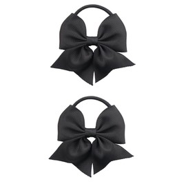 ZOONAI 3 Inch Baby Girl Hair Bows Elastic Hair Tie Accessories Toddlers Bow Ponytail Holder Rubber Hair Bands for Girls Kids Teens - Set of 2 (Black)