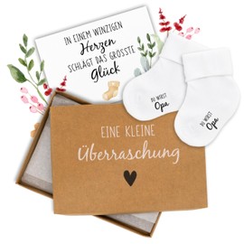 Amari® Baby Socks Gift Set - "Du wirst Opa" - Announce Pregnancy with Cute Gift Box - Perfect Baby Gift for Expecting Grandparents