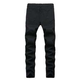 Men's Light Blue Skinny Ripped Jeans Destroyed Distressed Pencil Pants,Black 322,W31