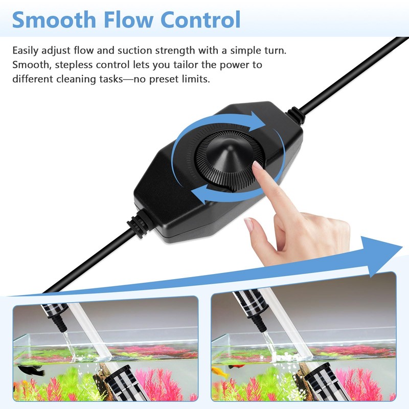Upgraded DC 18W Electric Aquarium Vacuum Gravel Cleaner