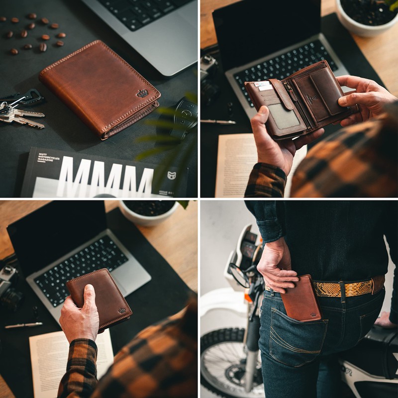 Baur Men's Genuine Leather Wallet with RFID Protection Large Wallet