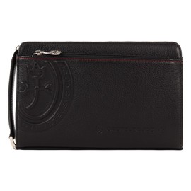 Castelbajac 064231 Men's 2nd Bag, Handle, Leather, March, Clutch Bag, Pouch, Genuine Leather, Cowhide Leather, Formal Occasions, 01: Black