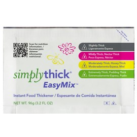 SimplyThick EasyMix | 25 Count of 96g Bulk-Serving Packets | Gel Thickener for Dysphagia & Swallowing Disorders | 4 Thickness Levels in 1 Packet | For IDDSI Levels 1-4: Slightly Thick, Mildly Thick, Moderately Thick, or Extremely Thick