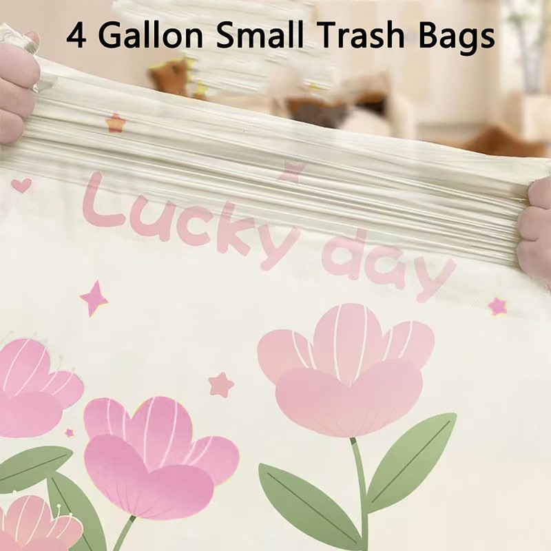 4 Gallon Trash Bags 100pcs Drawstring Tearing-free for Bathroom Office