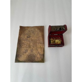 Unbranded Pirate Map with Treasure Chest and Plastic Coins