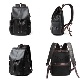 MATE ELAN Vintage Leather Backpack For Men Waterproof Fit 15.6" Laptop College School Student Bookbag Travel Casual Work Overnight High Middle School Backpack For Men