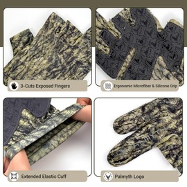 Palmyth Mens Hunting Gloves Lightweight Fingerless Camo Glove Outdoor Mossy Veil