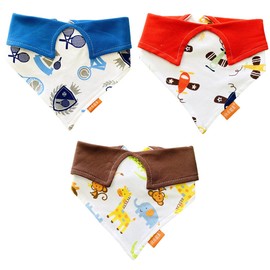 NHQZ Pack of 3 Drool Bibs Baby Muslin Triangular Scarf Baby for Boys and Girls, silver, XS