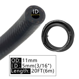 Fuel Line Hose 3/16" ID 20FT With 5PCS Clamps, 300PSI High Performance, Push Lock Reinforced Rubber NBR Automotive Fuel Line For Lawn Mowers/Cultivator/ATV's Tractors And Other Small Engine Equipment