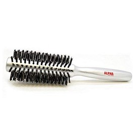 Professional Round hair Brush Natural Boar Bristle Size Medium (Silver) By Alpha New York