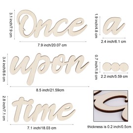 Once Upon a Time Sign, Wooden Reading Corner Decor with 20 Dispensing Glue Once Upon a Time Wall Decal Nursery Sign Kids Room Stickers Decor Aesthetic for Baby Shower Birthday Gift Room Decor