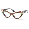 ICARA Sparkling Crystal Rhinestone Cat Eye Reading Glasses for Women