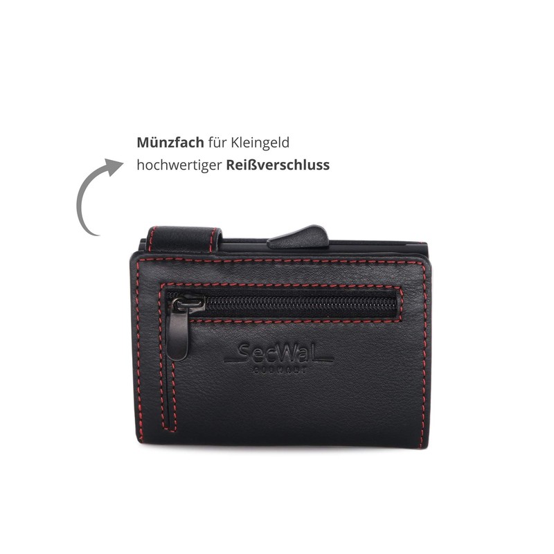 SecWal Zipped Coin Holder Kartenetui, black/red