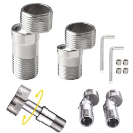 2 Taps Angled Bent Base, FORMVERSITY Tap Corner Knock Adapter 1/2 3/4 Inch, Adjustable Shower Tap Adapter, S Connection Offset for Wall Fittings for Kitchen Bathroom