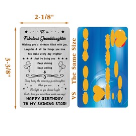 Granddaughter Birthday Card, Happy Birthday Granddaughter, Granddaughter Birthday Gifts Adult, Engraved Metal Card for Granddaughter Birthday