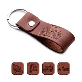"Leather Key Chain Favorite for Men | Keyring Gift for Women & Men | Birthday & Anniversary | Full Cow Leather" (Bike)
