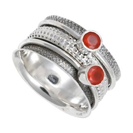 JEWELSTREZORO Karneol Edelstein 925 Sterling Silber Spinnerring Männer & Frauen Meditationsring Alle Größen Handarbeit Schmuck TSR149G_65 (20.7)