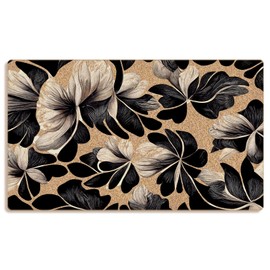Mingnei Vintage Floral Coco Coir Doormat Door Mat for Home House Entrance, Abstract Retro Black and Beige Flower Floral Floor Mats for Outdoor Outside Entryway 30x17 Welcome Mat