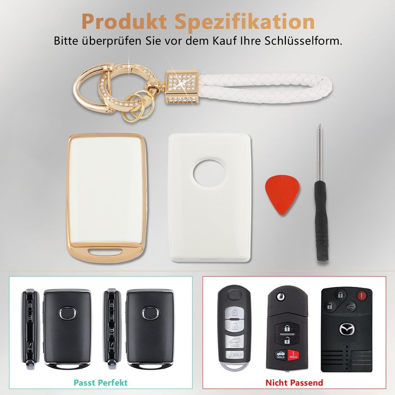 BLINGOOSE Key Cover for Mazda 4 Button, gold