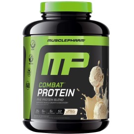Proteína en polvo MusclePharm Combat - 4 lb, 52 porciones, vainilla