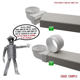 Kair Elbow Bend Adaptor 110mm x 54mm to 100mm - 4 inch Rectangular to Round 90 Degree Bend Adapter for Converting to Different Size Plastic Ducting Systems - Female