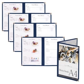 Menu Book, Set of 5, 4 Pages (2 Sheets 4 Sides), A4 Size PRO-MA4-4 (Navy Blue)